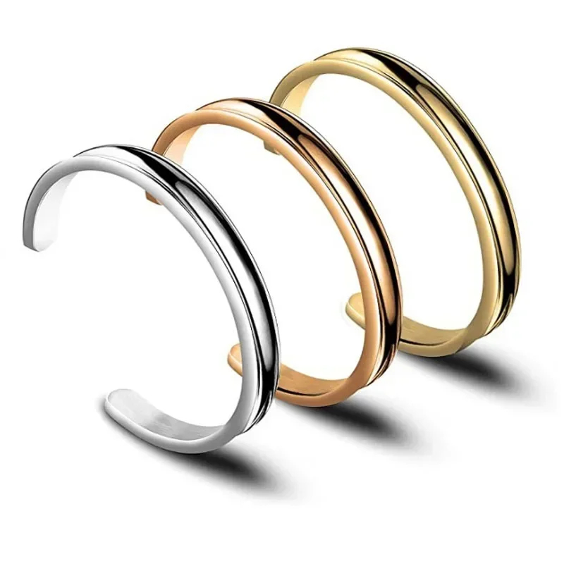 Concave Curved Titanium Steel Bracelet for Male and Female Couples C-shaped Opening Stainless Steel Titanium Bracelet stainless steel bracelet bangle bracelet
