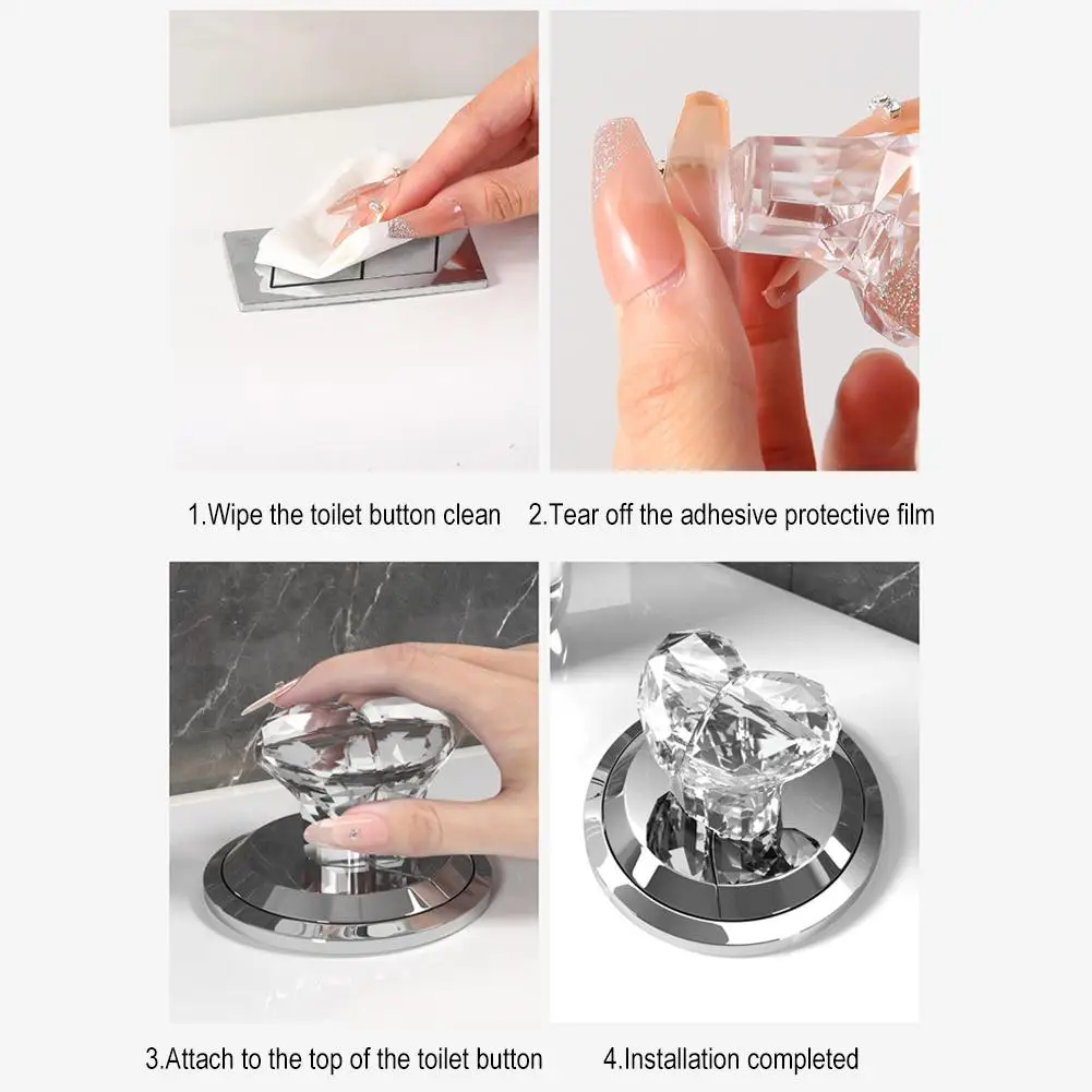 Heart Shaped Toilet Presser Toilet Water Tank Press Button Nail Bathing Push Protector Room Accessories Switch Decor E6U8