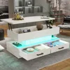 40" Lift Top Coffee Table, Coffee Tables with Storage for Living Room, Small Coffee Table with 2 Fabric Drawers & LED Lig 3