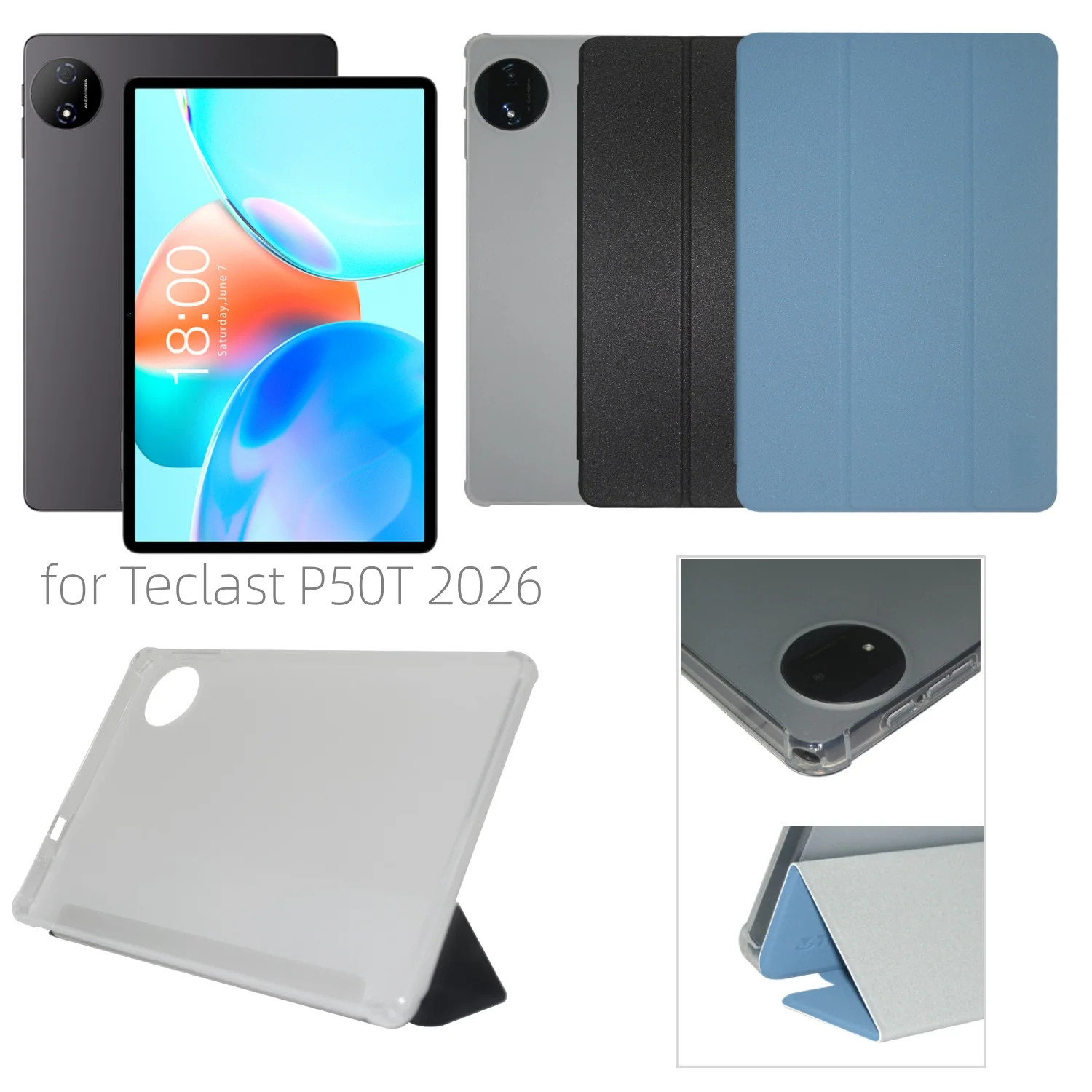 Premium Trifold Stand Tablet Case with Auto Sleep/Wake and Soft TPU Leather Back