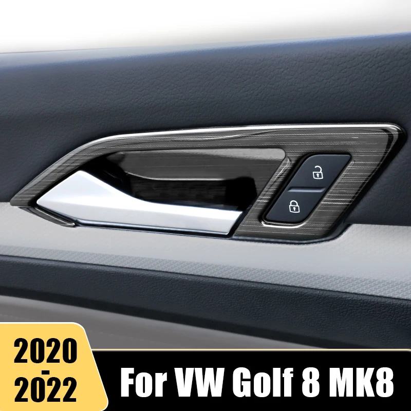 

Stainless Steel Car Inner Door Handle Bowl Cover For Volkawagen VW Golf 8 MK8 2020 2021 2022 Auto Trim Frame Sticker Accessories