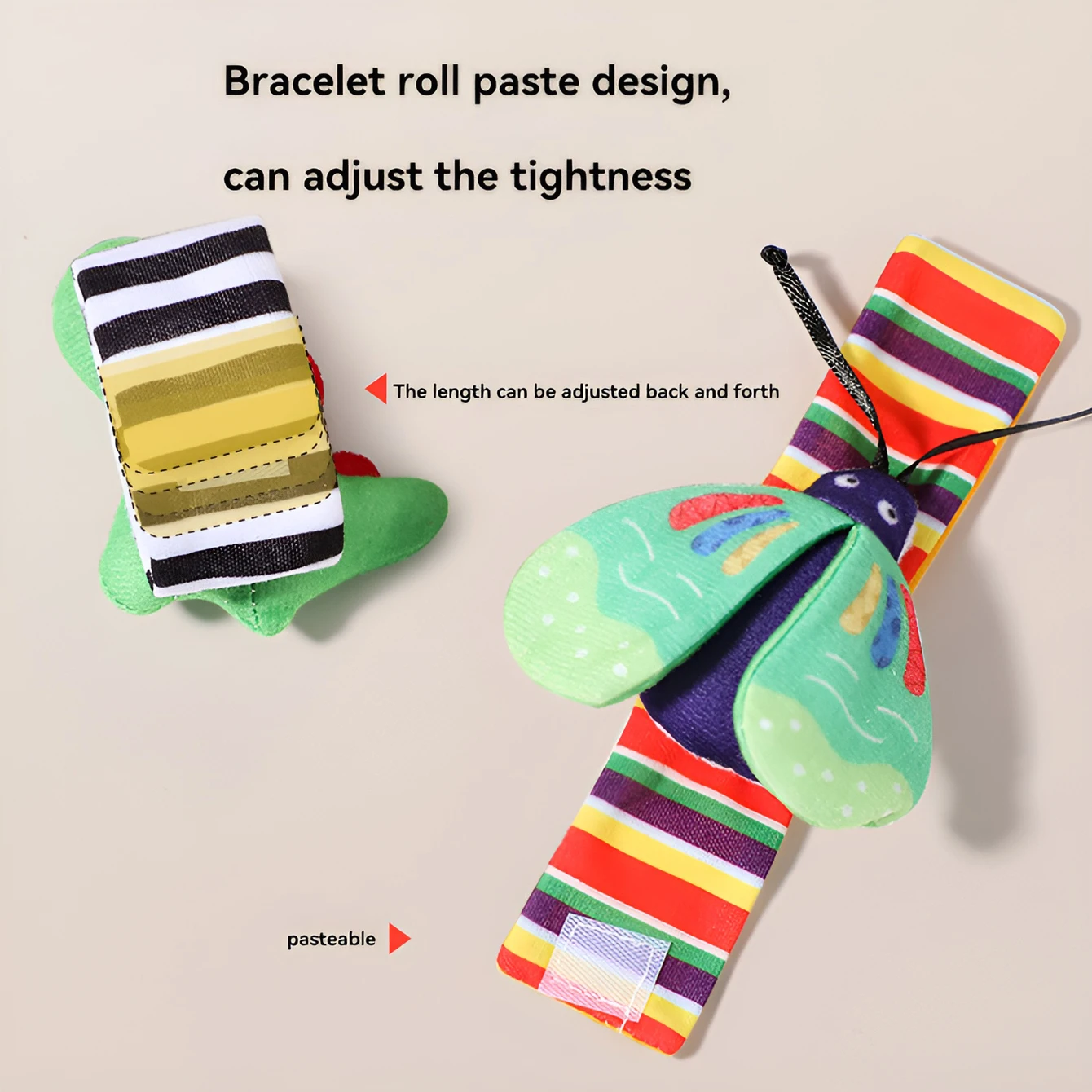 Baby wrist strap rattle sock set built-in ringing paper bell sound cartoon shape educational fun toys 3