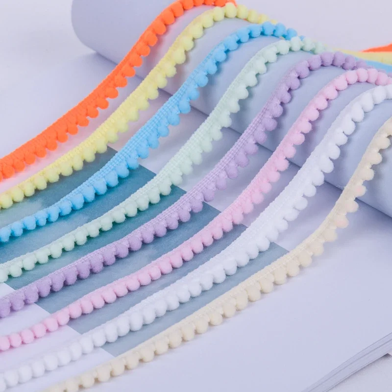 Vibrant 10mm Mini Pom Pom Trim Lace Ribbon with Tassel Fringe