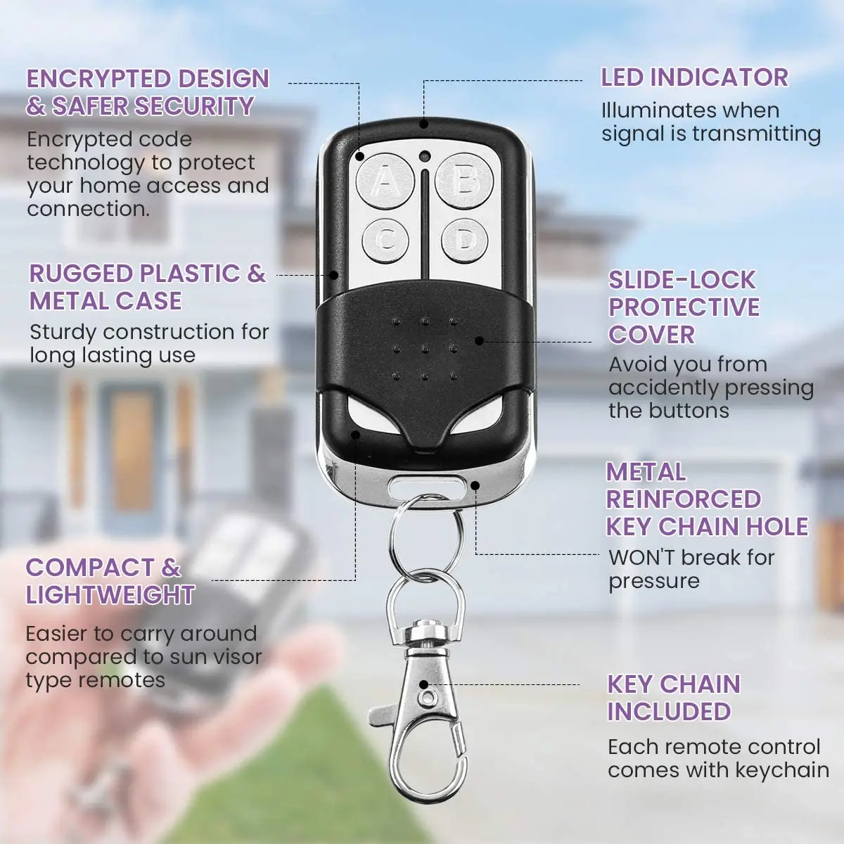 Garage Command Electric Gate Control 315mhz Compatible with Purple button 370LM 371LM 372LM 373LM 374LM Garage Door Opener