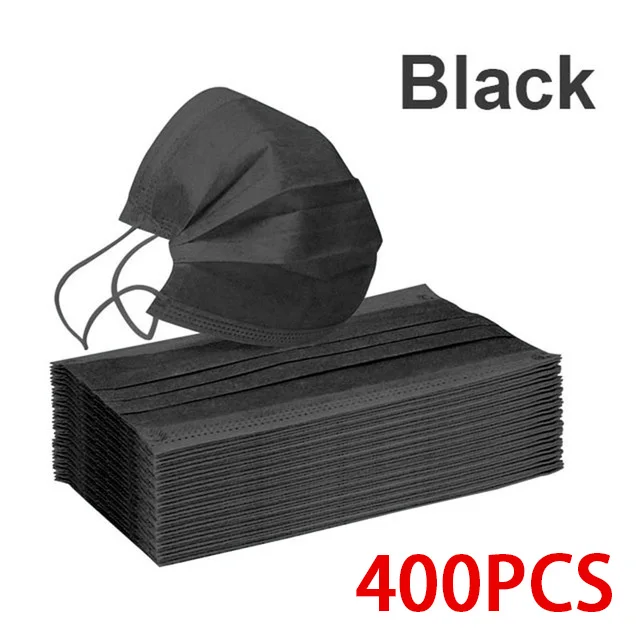 Breathable Black Adult Surgical Face Mask - Disposable Medical Filter Mask