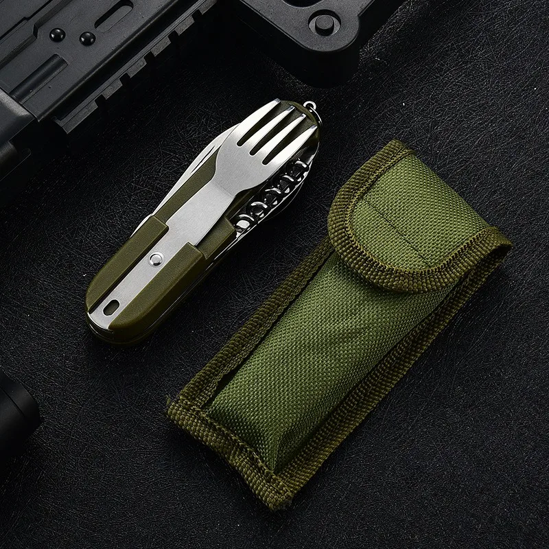 Outdoor folding detachable combination hiking travel cutlery multifunctional multi-open Swiss knife knife fork spoon set cutlery set picnic cutlery set picnic tableware camping cutlery set