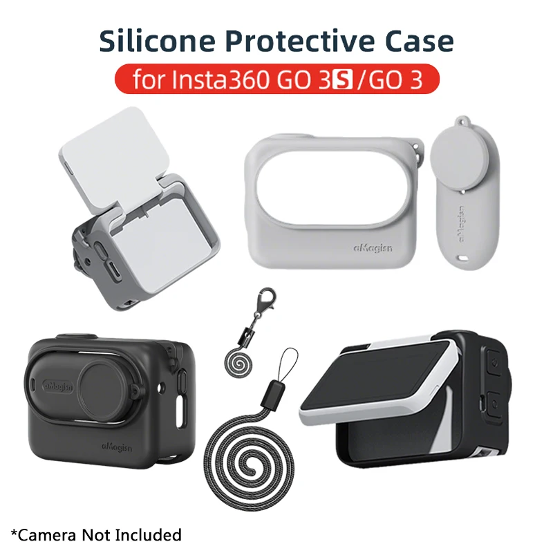 Silicone Protective Case with Lens Protection Film for Insta 360 GO 3S - Non-Slip All-Round Shield