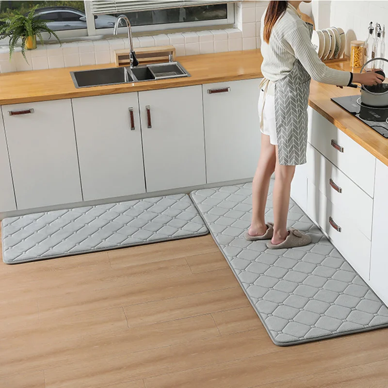 

Home Entrance Doormat Absorbent Living Room Bathroom Lattice Washable Soft Rug Non-slip Long Kitchen Mat Bath Carpet Floor Mats