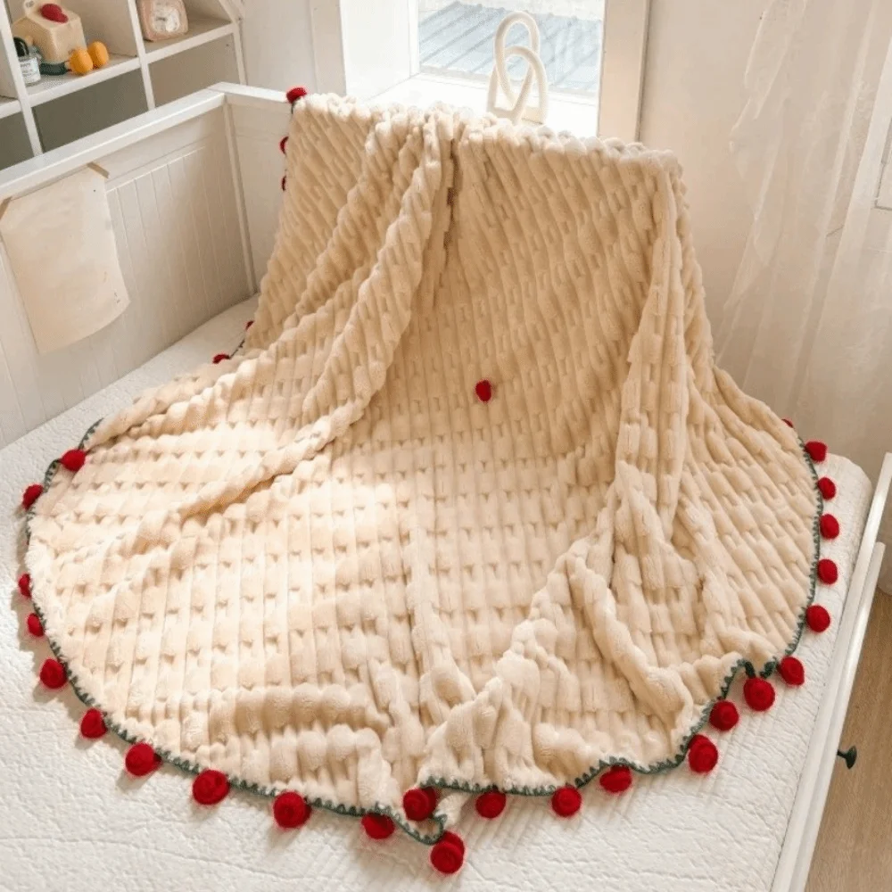 Multi-Use Fleece Rose Bouquet Blanket Soft Finished Floral Throw Blanket Handmade Warm Hand-Knitted Rose Blanket Photo Prop