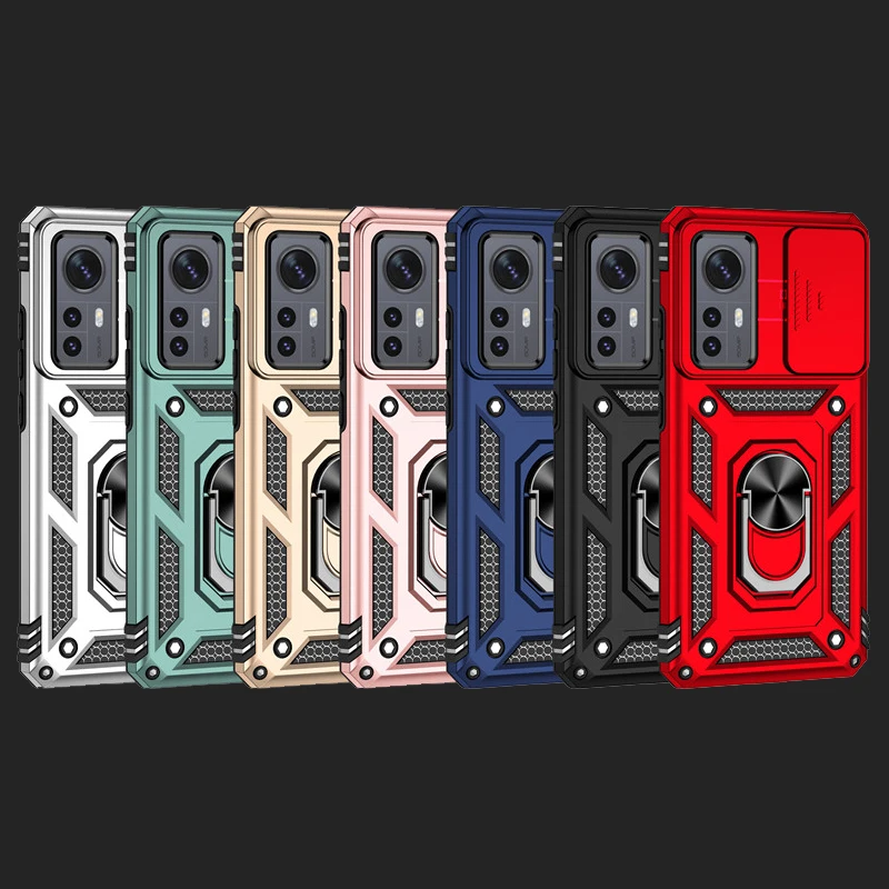 Per Xiaomi 12 Cover Per Finestra Scorrevole Per Xiaomi Mi 11 Lite 12X 11T 12T 13 12 Pro Staffe Metalliche Con Anello Antiurto Per Armatura