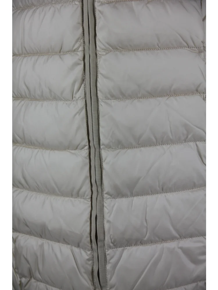 VERALBA Winter Warm Ladies Down Jacket With Fur Collar Belt Waist Collection Fashion Beige Coat Puffer Women Long Goose Female