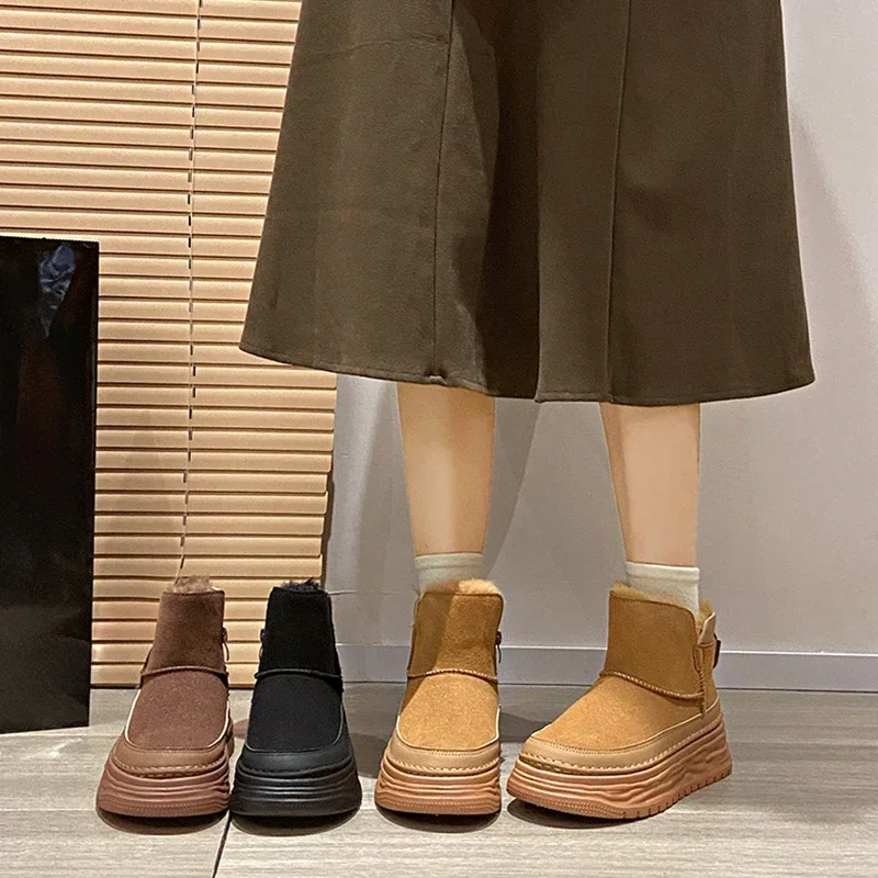 

BCEBYL Зимние Модные Новые короткие Туфли с круглым носком удобные плоские подошвы увеличенный цвет молния Нескользящие женские сапоги