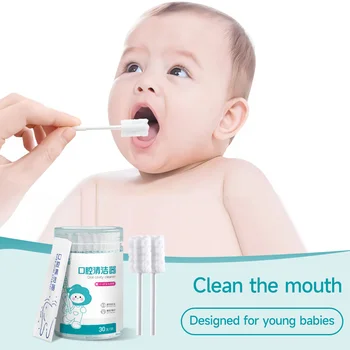 30-90PCS Baby Tongue Cleaner Disposable Newborn Toothbrush for 0-36 Month Clean Mouth Tongue Washing Artifact Gauze Cotton Swab 1