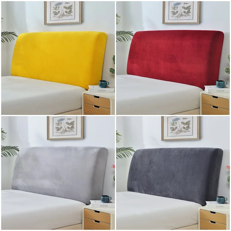 SolidColorPlushVelvetBedHeadCoverElasticAllinclusiveCoverBed
