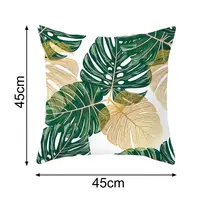 45cm Cushion Case Removable Polyester Green Plant Print Pillowcase Tropical Leaf Cactus Monstera Throw Cushion Cover Home Decor 6