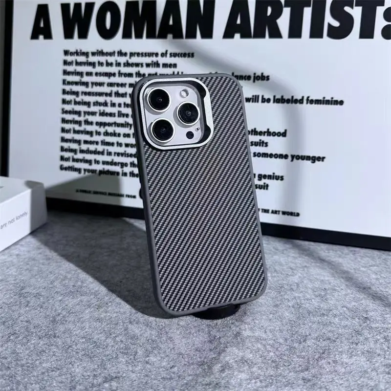 Luxury Carbon Fiber Texture Simple Phone Case For IPhone 12 13 14 15 16 Pro Max Soft Rubber Frame Cover For IPhone 16 15 ProMax 5