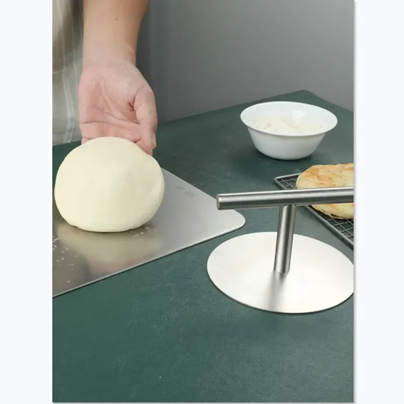 304/201 Kitchen Tool Stainless Steel Round Tortilla Press with Handle for Household Hand Pressure Pie Crust Cookie Pastry