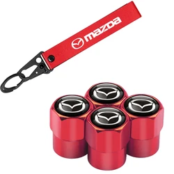 Premium Metal Car Tire Valve Cap Cover Keychain (Red For Mazda)