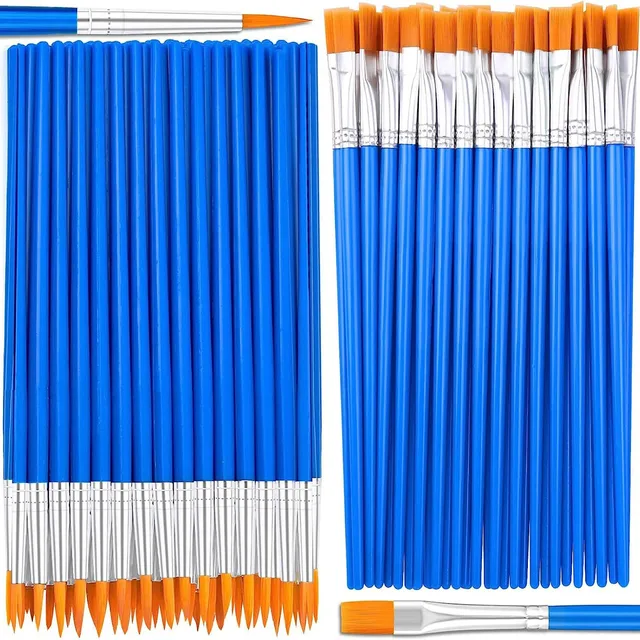 20-200 pezzi set di pennelli per pittura pennello per capelli in nylon piatto rotondo artistico per acquerello acrilico ad olio per bambini/artisti/ principianti/studenti 6