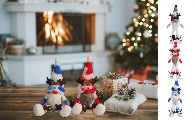 

Christmas Gnome Doll With Antlers Christmas Dwarf Doll Top Hat Faceless Long Legged Faceless Doll Ornament home decor supplies