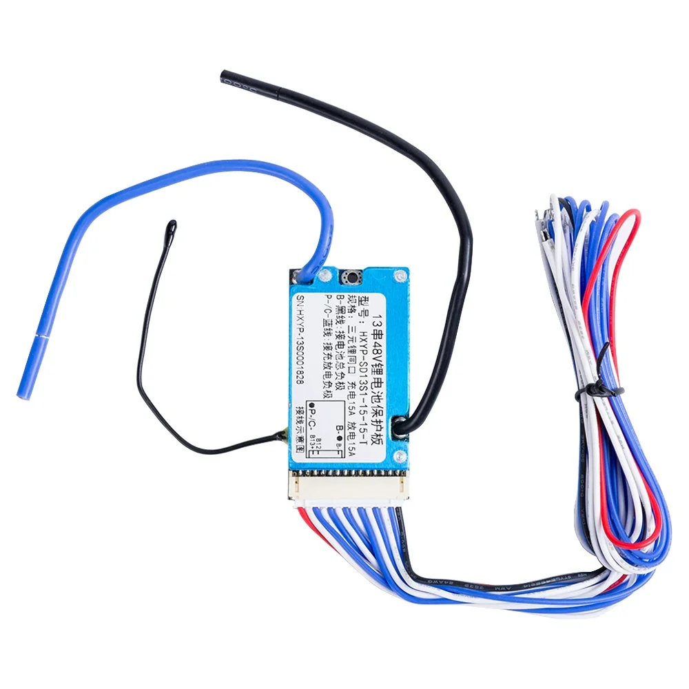 BMS 13S 48V 54,6 V 15A, для литий-ионного аккумулятора 3,7 V, с температурной защитой NTC, общий порт, для Escooter Power DIY, 62*32*8 мм