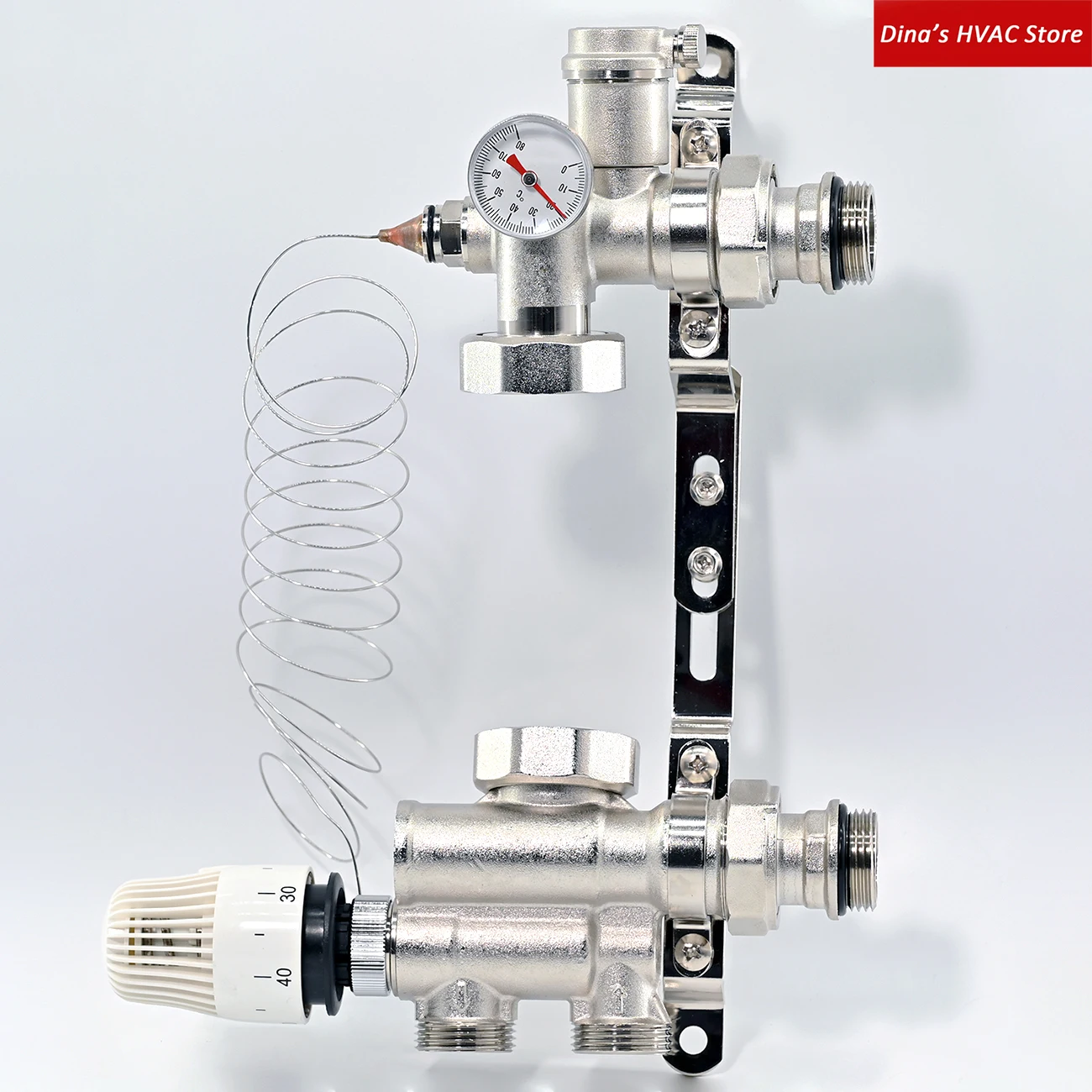 Electric Underfloor Heating G1" Mixing Unit without Pump Control Group connected to distribution manifold