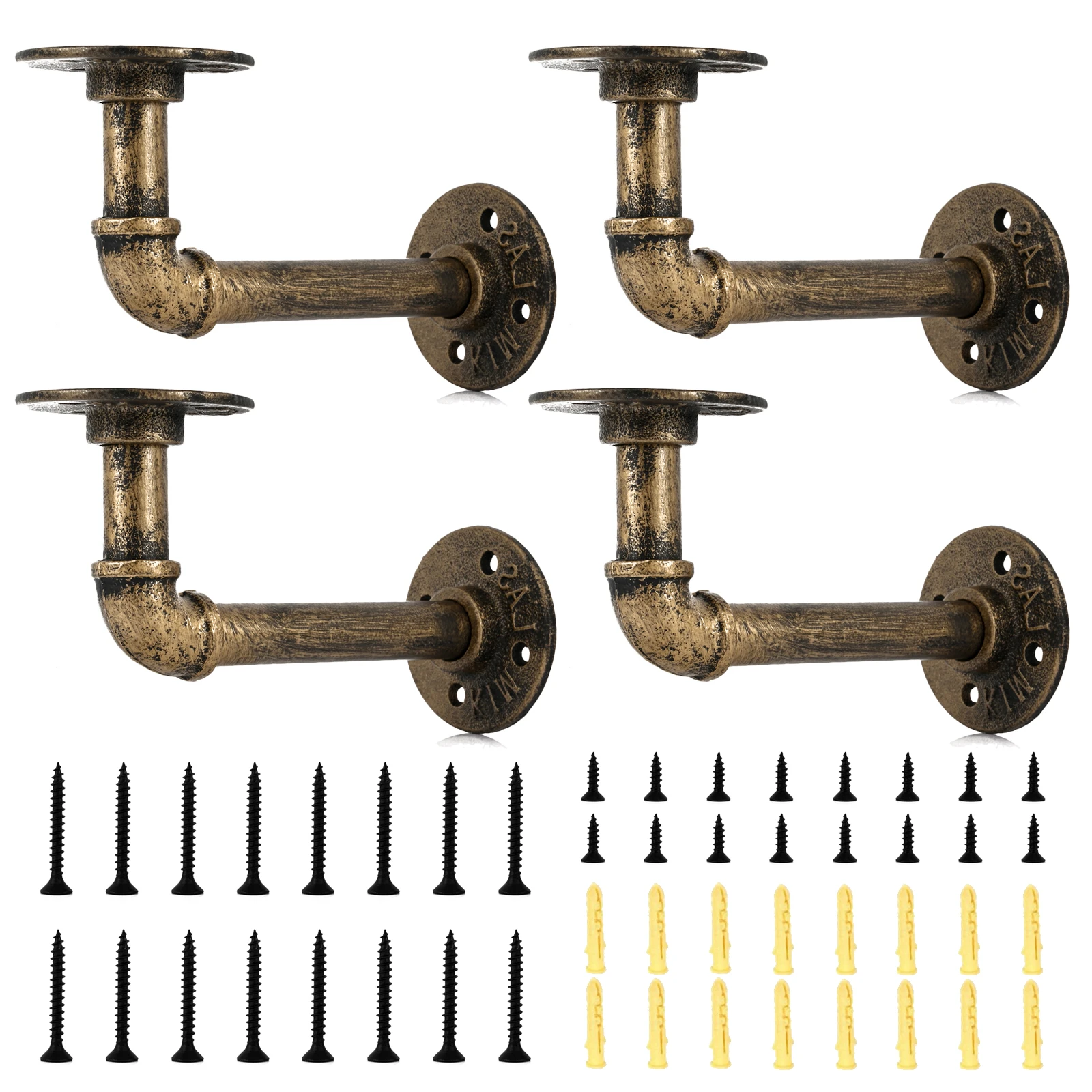 1/2/4pcs 15X8cm Pipe Shelf Bracket Iron Industrial Pipe Shelf Bracket