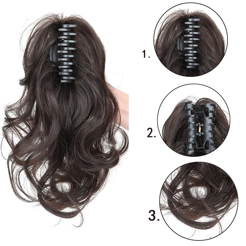 H&STAR 14Inch Synthetic  Curly Wavy Ponytail  Chic Hairpiece with Easy Claw Elegant Style for Women