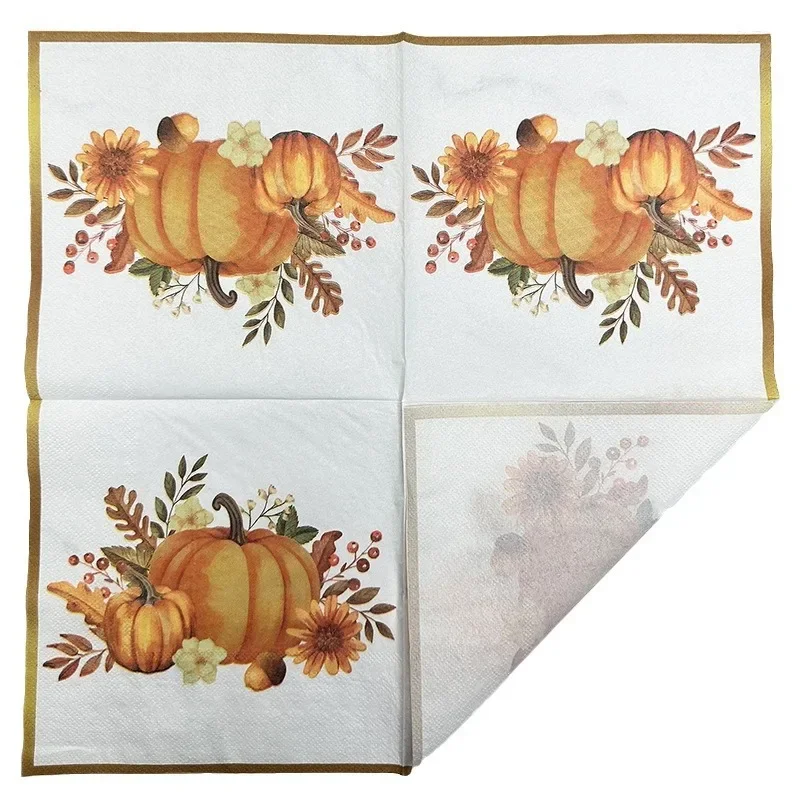 Pumpkin Gold Trimmed Colourful Napkins Halloween Ambiance Paper Placemats Thanksgiving Party Paper Butterfly Bart
