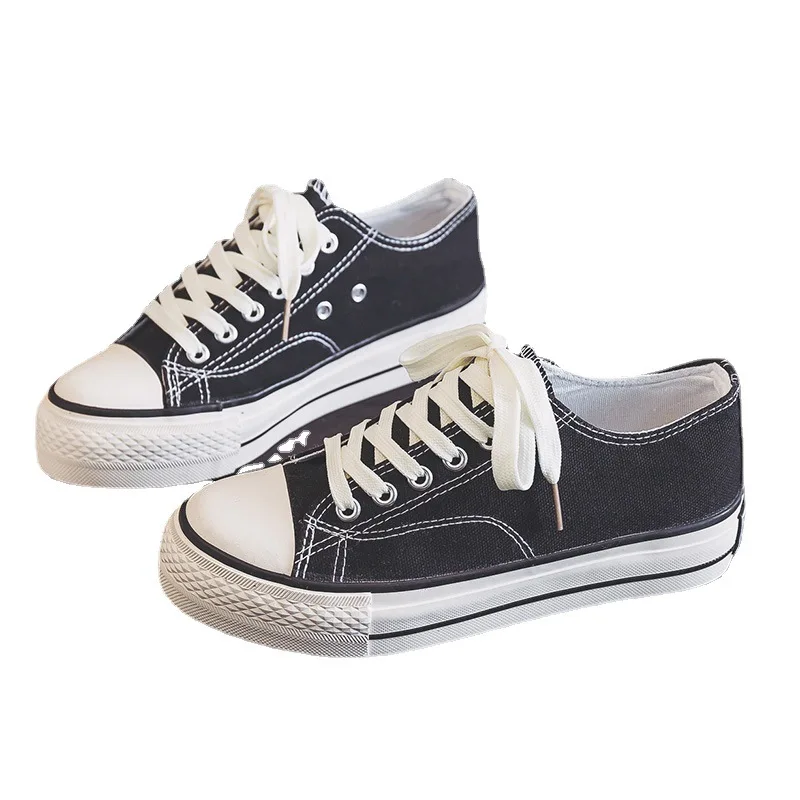 Spring Thick Sole Women's Shoes Leisure Canvas Shoes Breathable Comfortable Sports Shoes Thick Sole Height Increasing Shoes