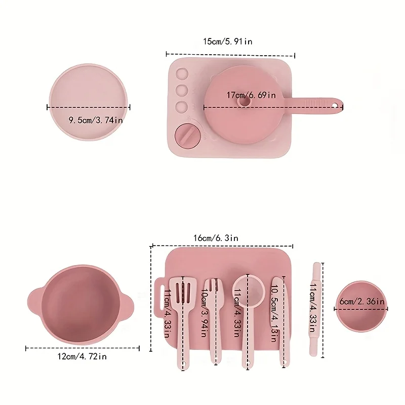 Children's Silicone Cooking Kitchen Toy Set for Boys Girls Gifts Kitchen Pretend Play Toy BPA Free Kids Montessori Learning Toys