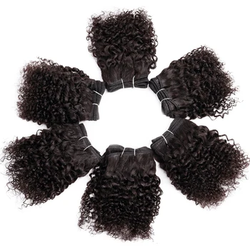Fasci di capelli ricci crespi Estensioni dei capelli umani brasiliani vergini Fasci di tessuto Tessitura Donne nere africane 6 pezzi / lotto