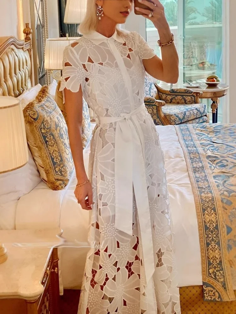 Wmstar Dresses for Women Wholesale New in Summer 2025 Casual Lace Cardigan Single Breasted Dress for Women Dropshopping