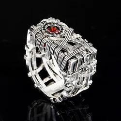 Edgy Punk Gothic Antique Silver Men's Ring - Bold Retro Jewelry Statement - 8