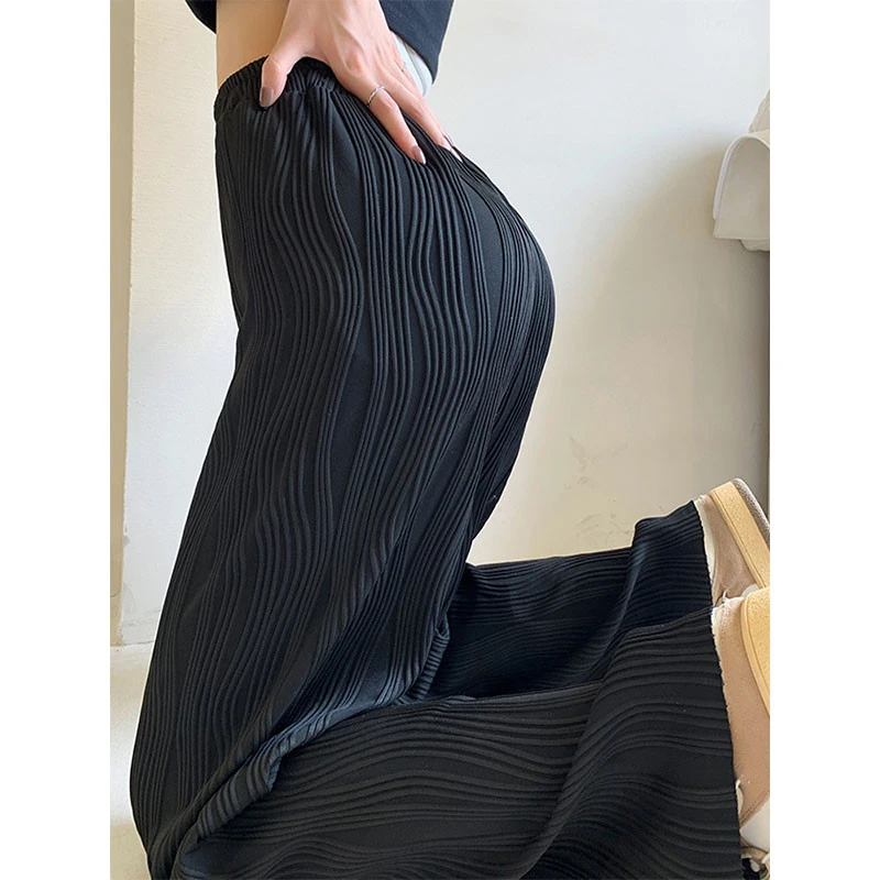 

Casual Women Suit Pants 2024 Summer Fashion High Waist Plead Harem Pants Female Korean Style Pocket Nine Point Trousers T62