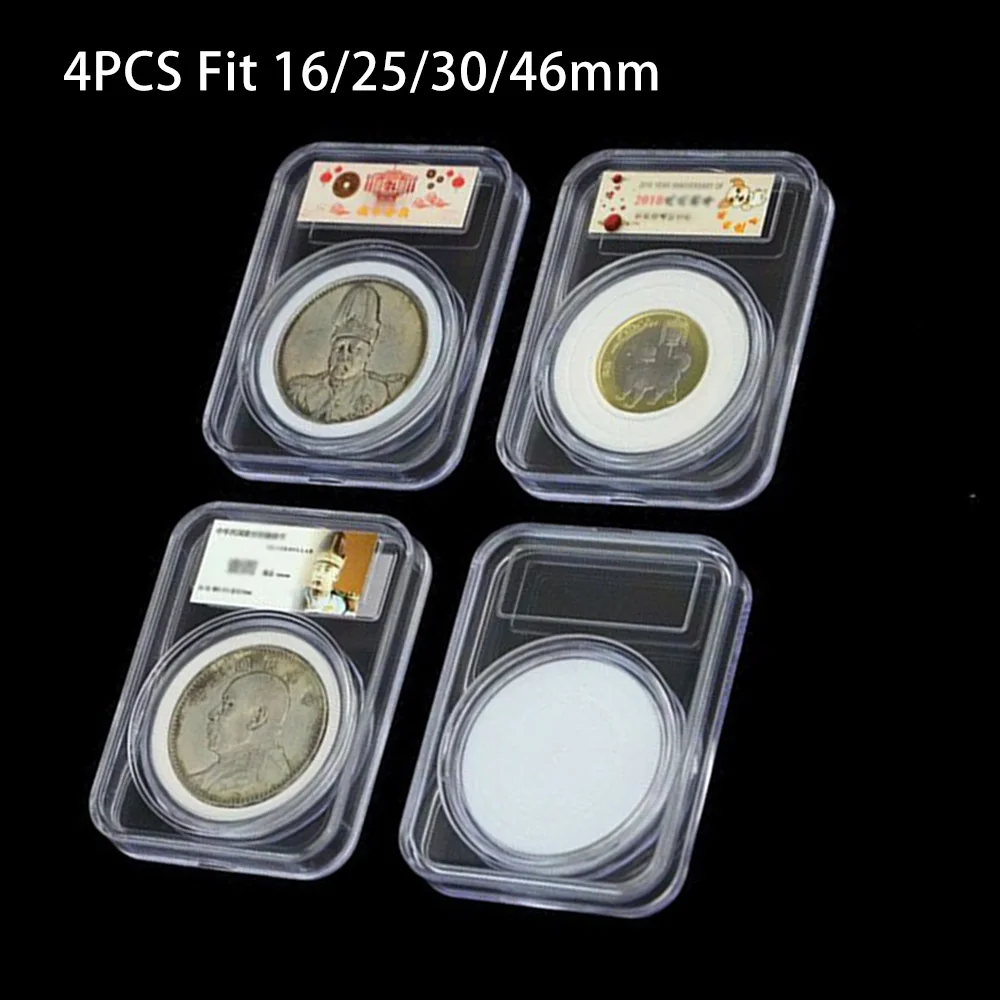 

4pcs 16/25/30/46mm Coin Collection Display Storage Case Box Plastics Coin Capsule Holder Commemorative Coin Medal Container