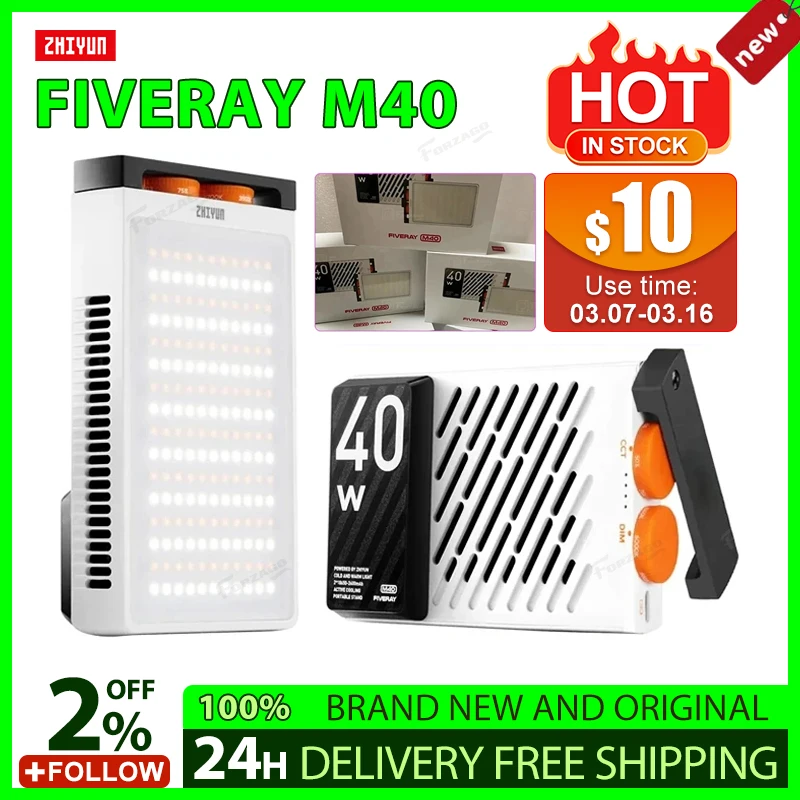 ZHIYUN FIVERAY LED 조명, 휴대용 포켓 라이트, 사진 비디오 램프, 필 라이트, 사진 조명, M40, 40W