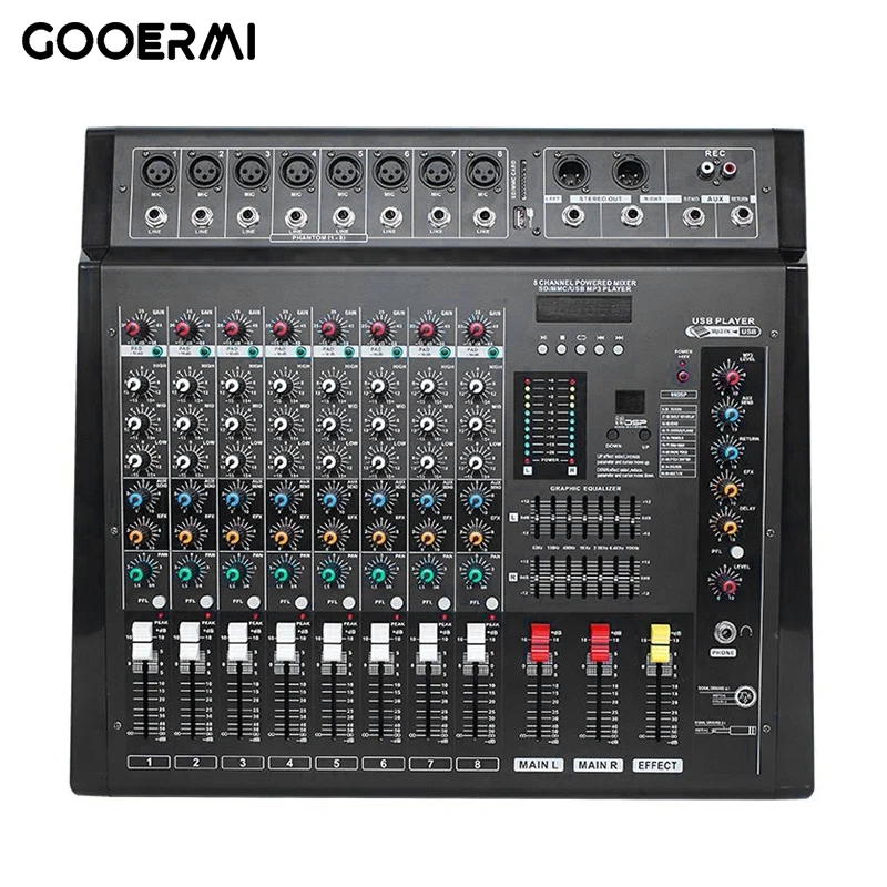 プロのDJパワーミキサー,99エフェクト,8チャンネル,ステージ