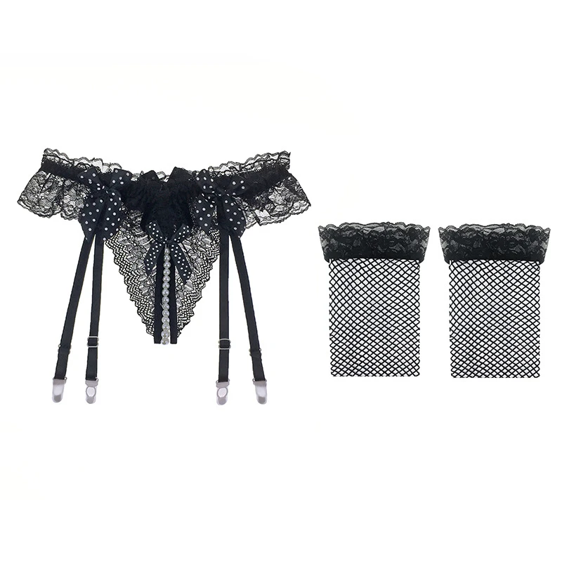 Portejarretelle,F & SCulotte sans entrejambe en dentelle pour femme,jarretière,bas hauts,porte