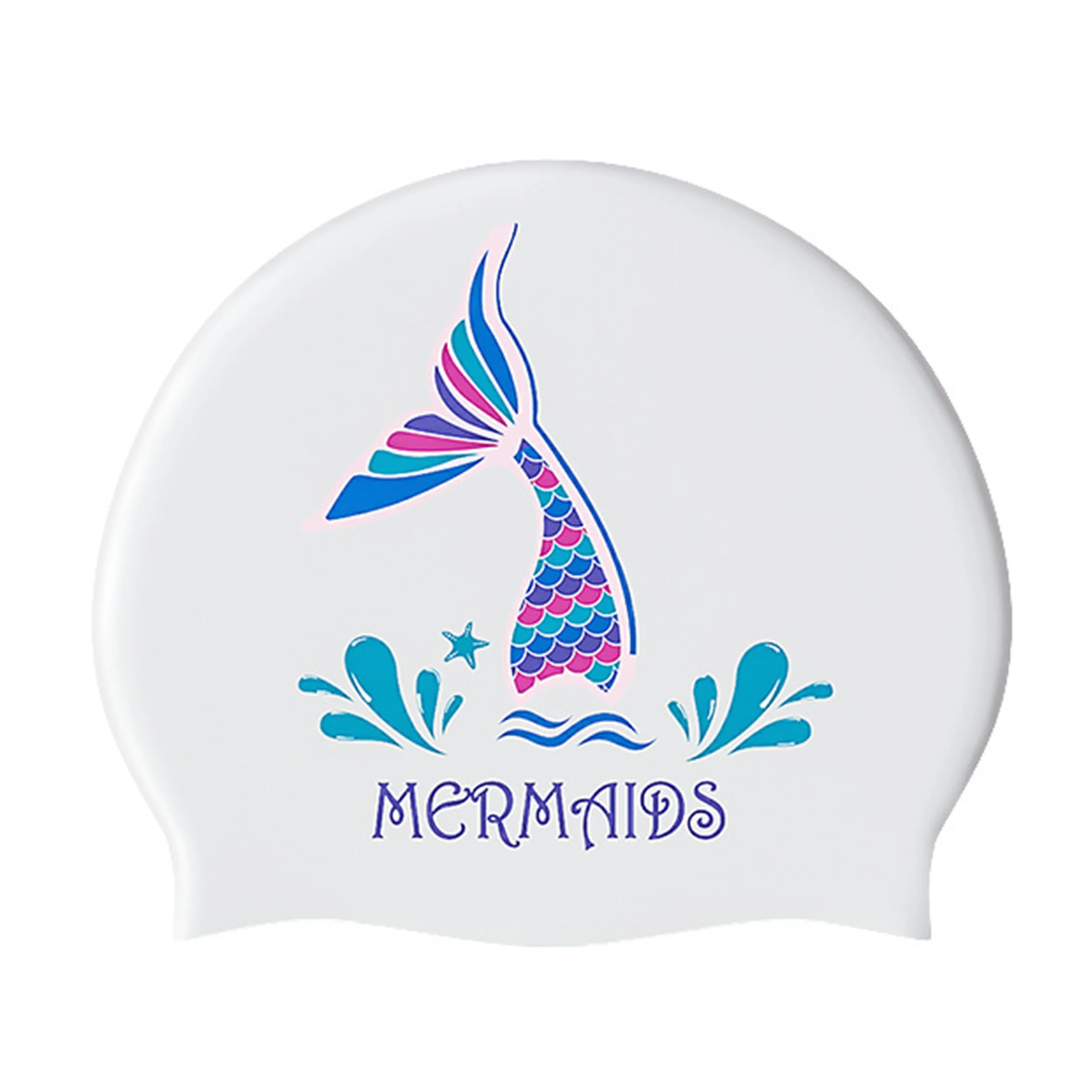 Thickened Cartoon Cat Swimming Cap Elastic Silicone Waterproof Long Hair Ears Protect Personality Swim Caps For Women Girls