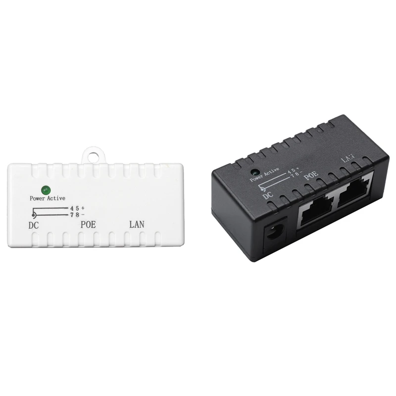 

Hot 2 Pcs Poe Splitter Injector Rj45 Dc 5.5Mm X 2.1Mm Input Passive Poe Injector Splitter Adapter Connector, White & Black