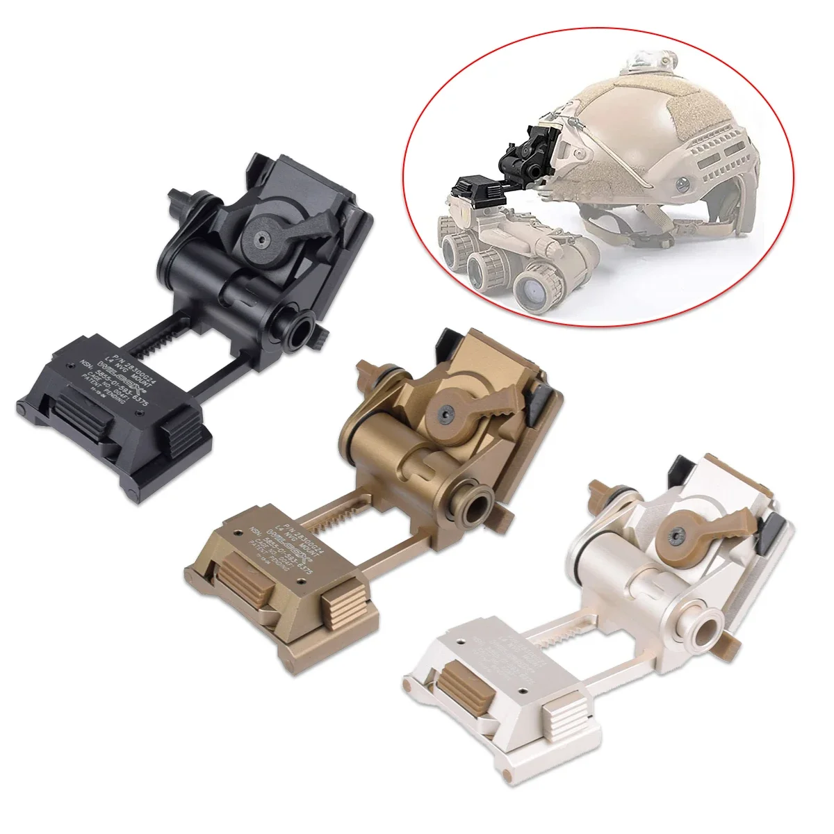 PVS-14 J-Arm Helmet Mount - Metal Rhino-Style Mount For Night Vision Goggles, Fits PVS14, G24, Compatible With ACH/MICH Helmets