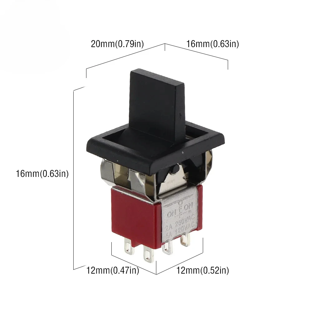 SPDT DPDT 리셋 래칭 토글 스위치 RLS-102 5A 125V 3A 250V AC 미니 3 6핀 ON-ON ON-OFF-ON 로커 스위치 조명 모터용