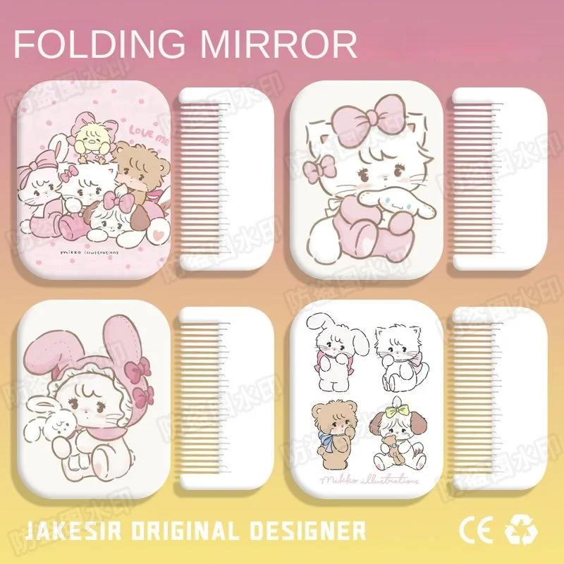 

Sanrio small mirror makeup mirror portable hello kitty mirror portable handheld folding makeup my melody girls anime gift