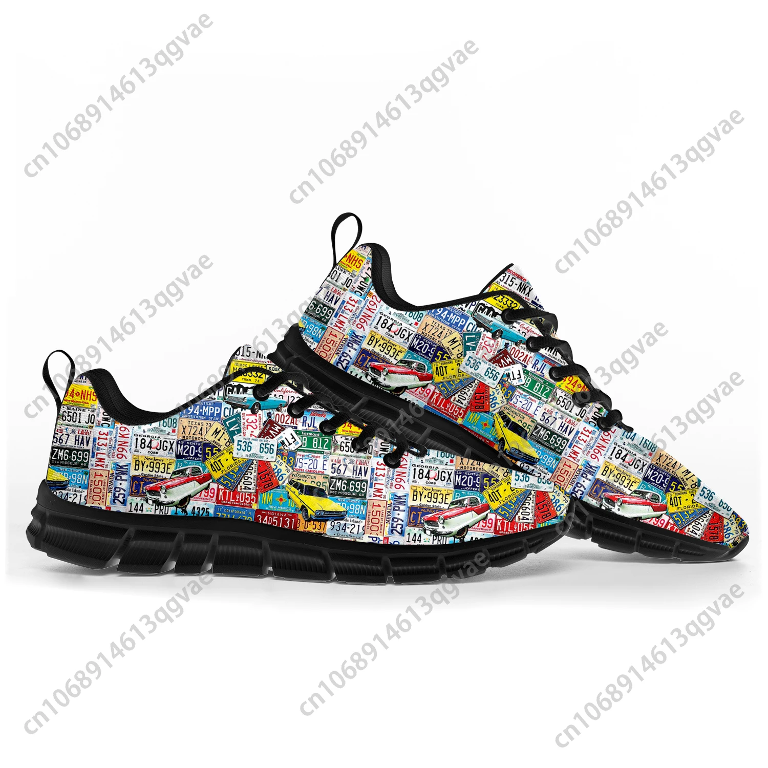 License Car Plate Number Retro Novelty Design Sports Shoes Mens Womens Teenager Kids Children Custom Sneakers High Quality Shoes