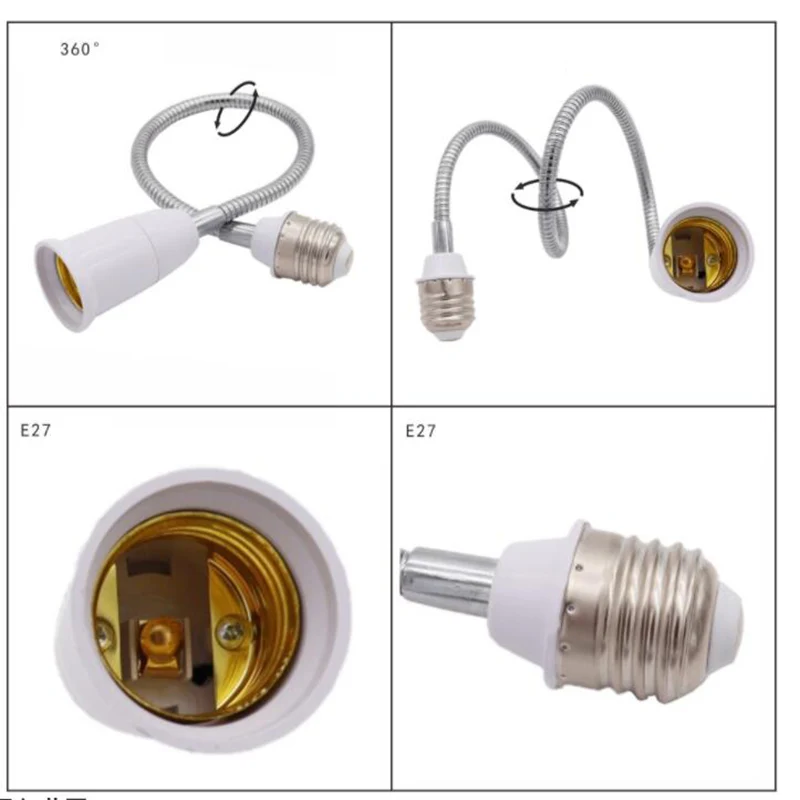 Lamp Holder Lamp Bulb Holder Socket Converter Lamp Base Lamp Socket Adapter Led Lamp Base Lamp Socket Extender E27 to E27 LED Light Bulb Base Socket Flexible Extension Lamp Holder Converter Plug 18cm/28cm/38cm/48cm/58cm