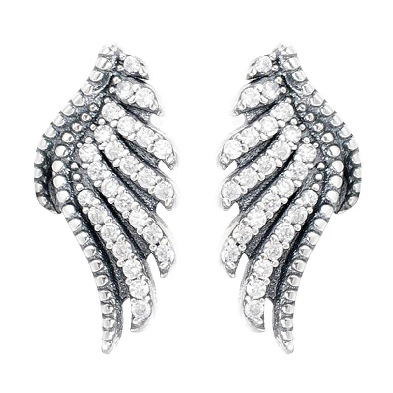 925 Sterling Silver Majestic Feathers Leaves Snowflake Allure Clover Petals Of Love Earring Fit Original Europe Jewelry Gift