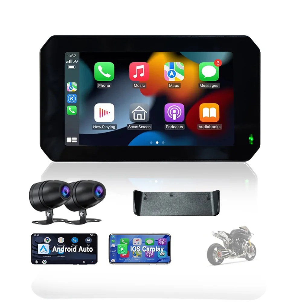 Hot sale motorcycle gps navigator 5 inch waterproof motorcycle dash cam external touch screen CarPlay
