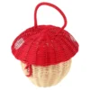 Mushroom Storage Basket Handmade Rattan Handbag Kids Photo Prop Wicker Bucket Cute Bag for Children Snack Toy ganizer Random 6