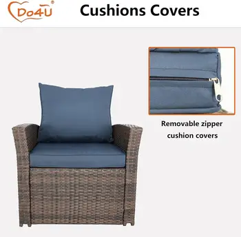 3/4/5 Pieces Patio Furniture Sets Outdoor Sectional Wicker Set Outdoor Conversation Set Patio Set Patio Loveseats with Coffee 5